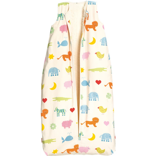 Bio Satin Baby-Schlafsack Arche Noah mit Flanellfutter in Muster Arche Noah von Cotonea Größe 90 (ca. 97 cm)