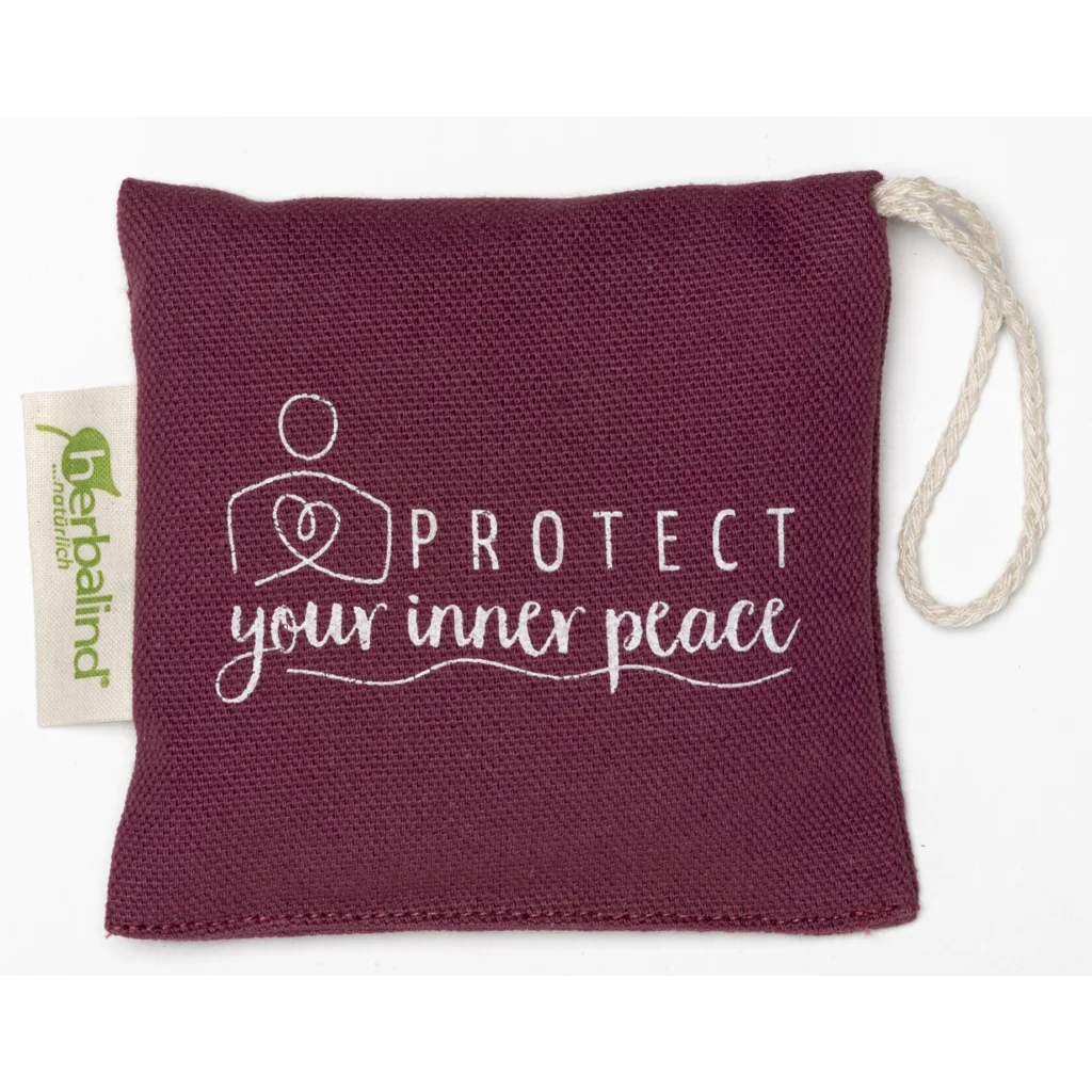 Duftsachet mit Füllung Lavendel in Dunkelrot Rot Muster Unifarben mit Aufdruck von herbalind Größe 10x10 cm