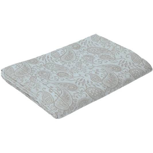 Leinen Jacquard Tischdecke AGILA in Hellblau Blau Muster Paisley von Erika Vaitkute Größe 140x140 cm