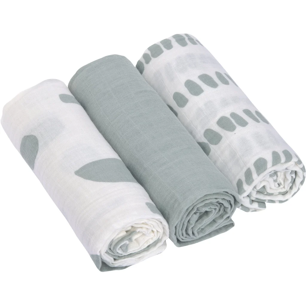 Mull Baby-Tuch Striche 3er-Pack in Blaugrau Blau Muster Striche von Lässig Größe 60x60 cm