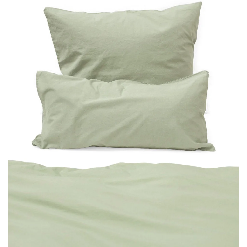 Baumwoll-+Leinen-Mix Bettwäsche Kissenbezug in Hellgrün Grün von erlich textil Größe 40x80 cm