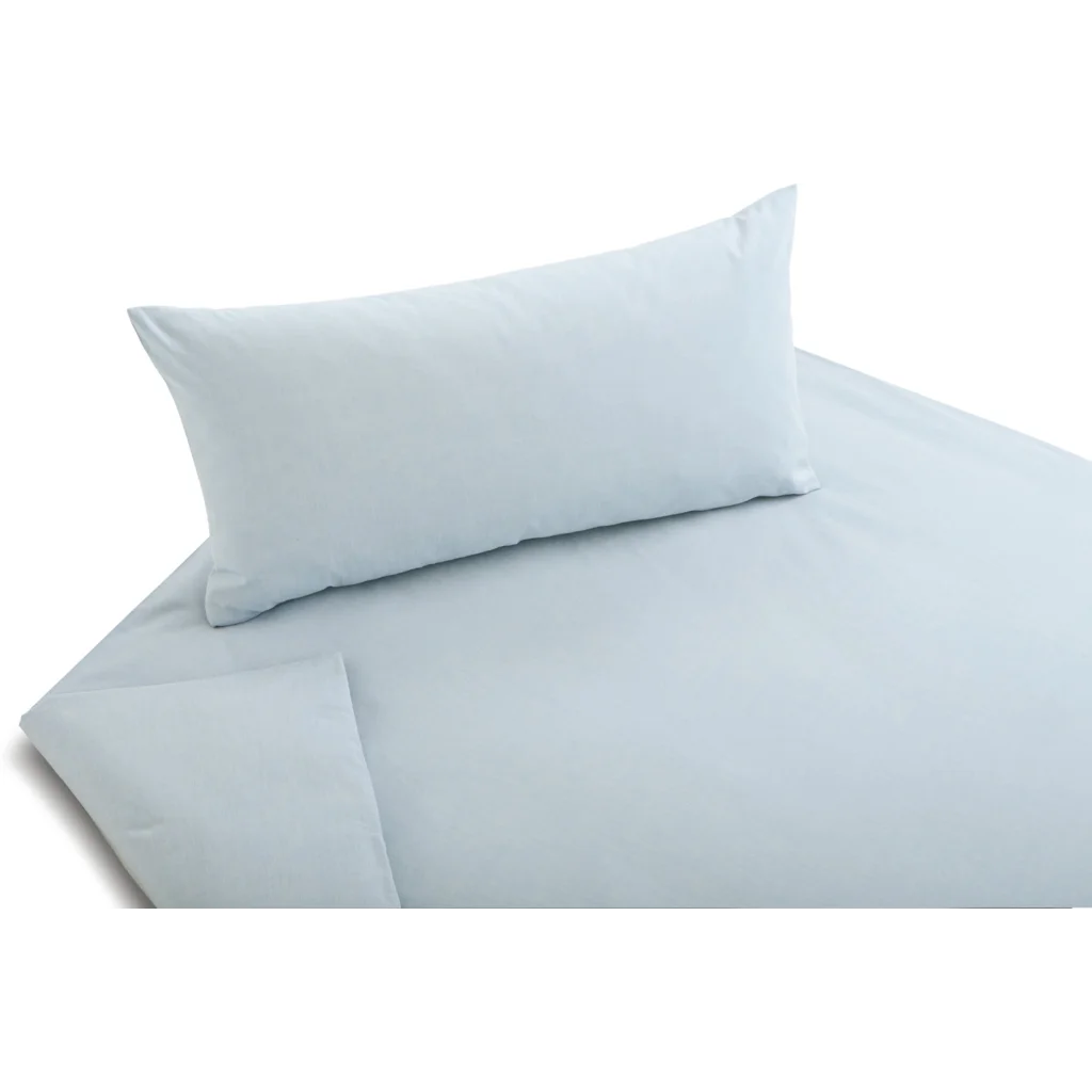 Bio Chambray Bettwäsche Nuance Kissenbezug in Hellblau Blau von Cotonea Größe 80x80 cm