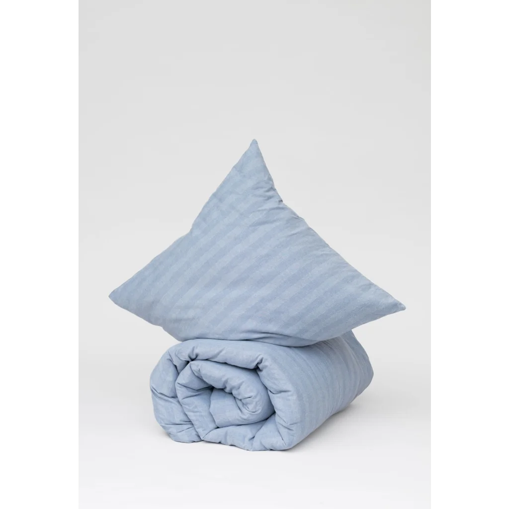 Bio Flanell Bettwäsche Streifen Garnitur 3-teilig in Hellblau+Hellblau Blau+Blau Muster Streifen von MELA home Größe 240x220 + 2x 80x80 cm