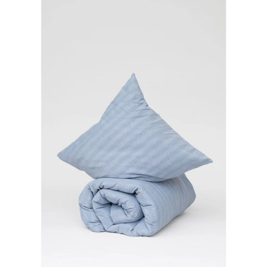 Bio Flanell Bettwäsche Streifen Garnitur 3-teilig in Hellblau+Hellblau Blau+Blau Muster Streifen von MELA home Größe 240x220 + 2x 80x80 cm