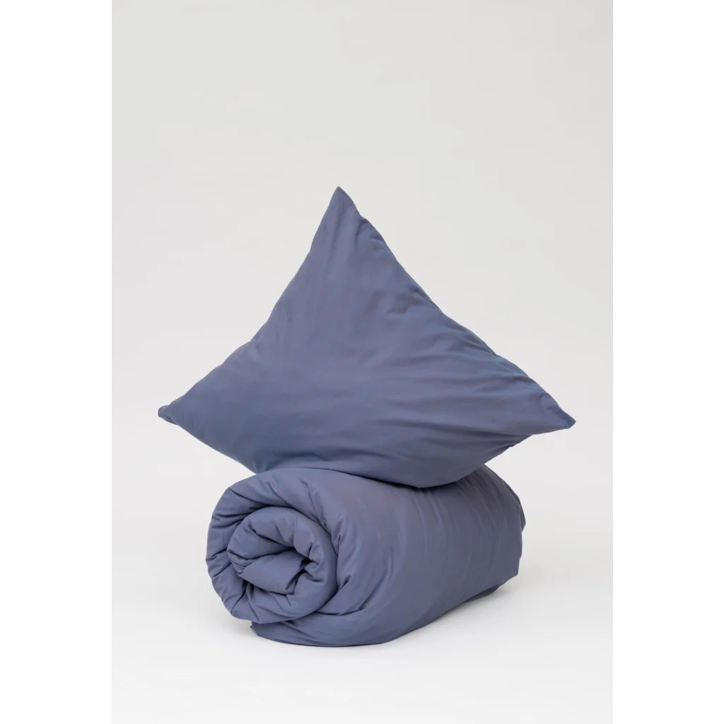 Bio Flanell Bettwäsche Streifen Garnitur in Blau+Mokka Blau+Braun Muster Streifen von MELA home Größe 135x200 + 80x80 cm