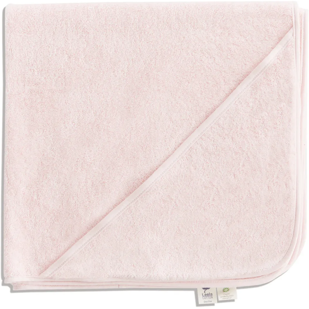 Bio Frottier Baby-Kapuzenbadetuch in Rosa von Leela Cotton Größe 80x80 cm