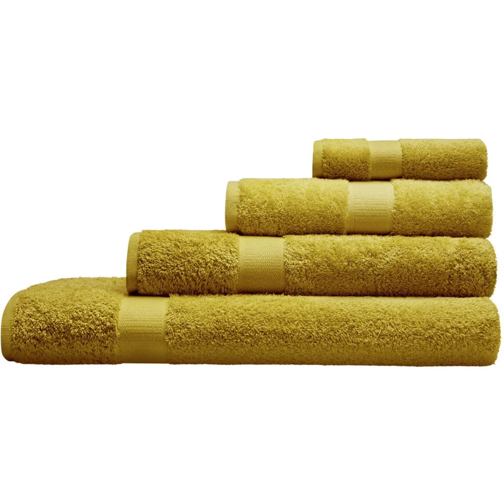 Bio Frottier Handtuch in Curry Gelb von Cotonea Größe 50x100 cm