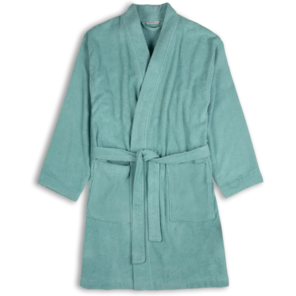 Bio Frottier Sommerbademantel BARI in Aqua Blau von Living Crafts Größe L+XL