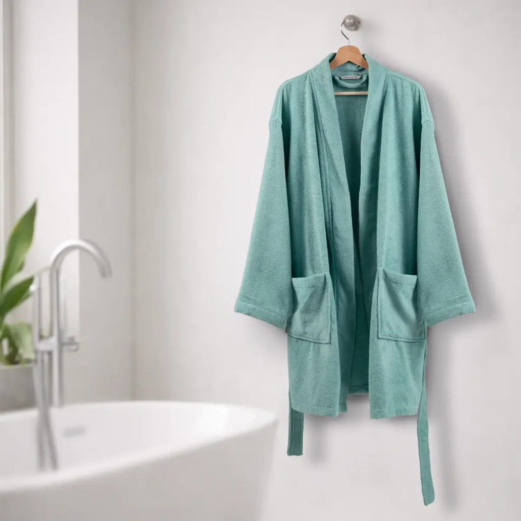 Bio Frottier Sommerbademantel BARI in Aqua Blau von Living Crafts Größe S+M