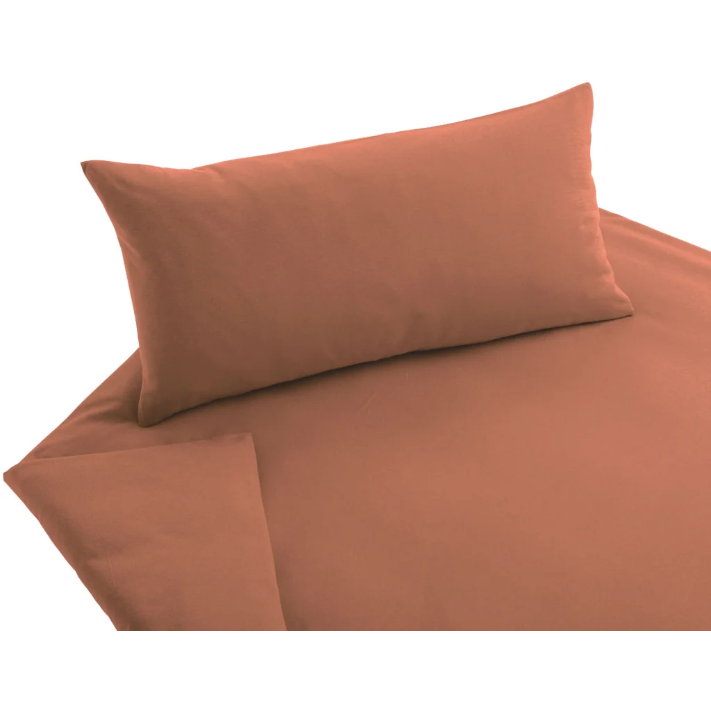 Bio Jersey Bettwäsche Garnitur in Terra Orange von Cotonea Größe 135x200 + 80x80 cm