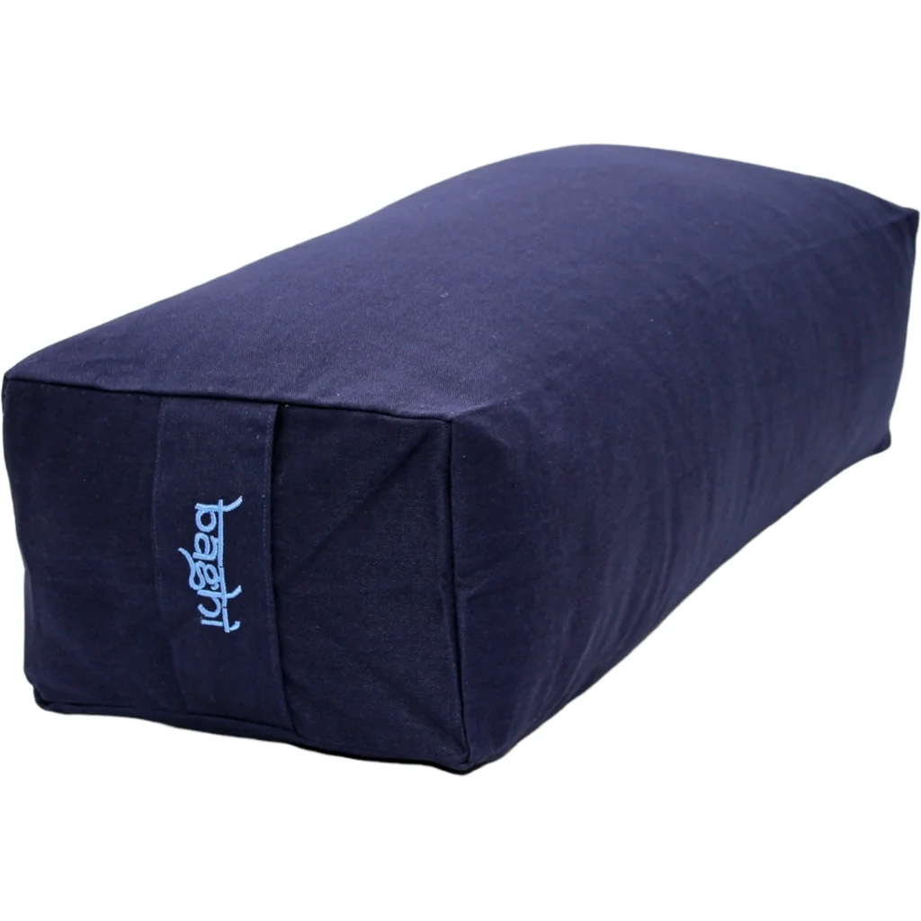 Bio Meditationskissen+Yogakissen Bolster in Dunkelblau Blau von BAGHI Größe 60x28 cm Höhe 15 cm