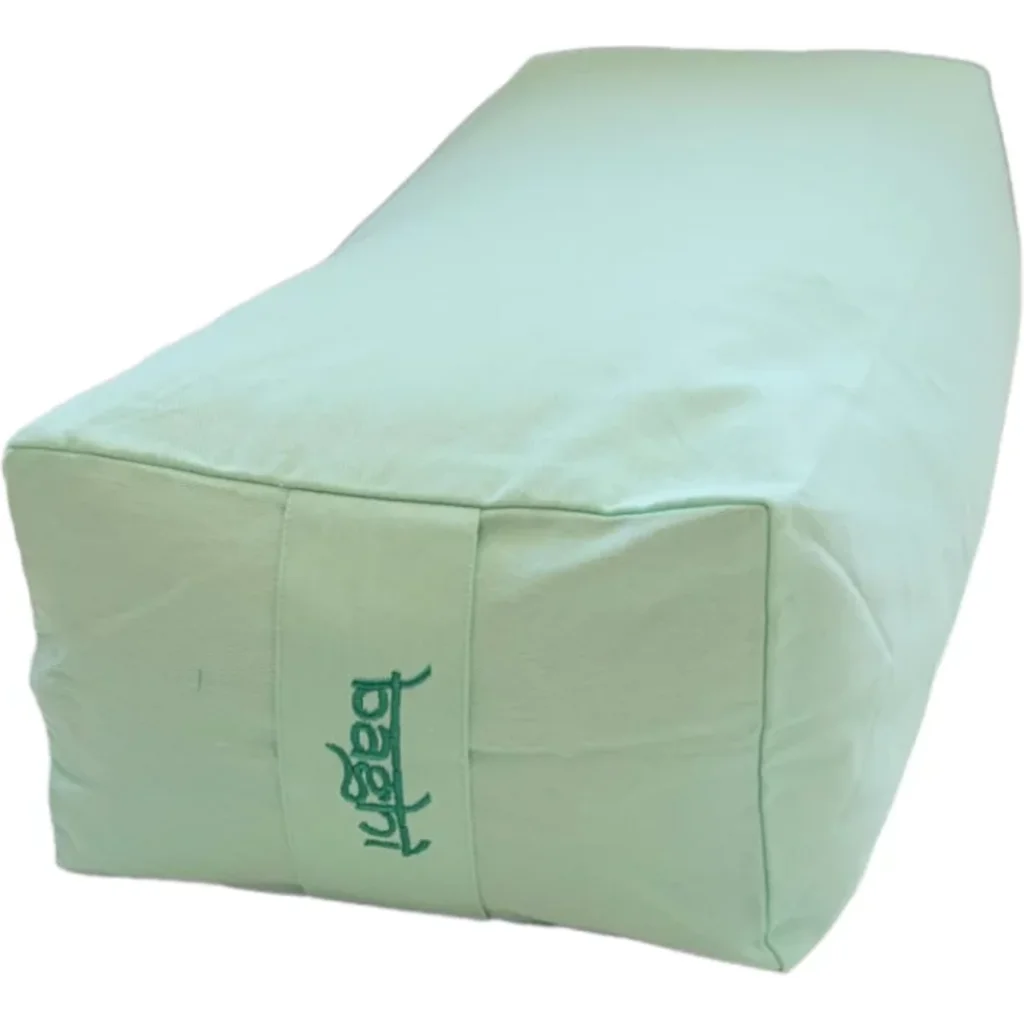 Bio Meditationskissen+Yogakissen Bolster in Pistazie Grün von BAGHI Größe 60x28 cm Höhe 15 cm