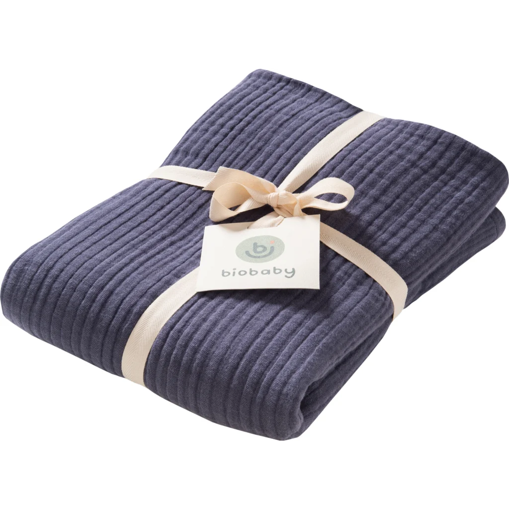 Bio Musselin Baby-Decke in Dunkelblau Blau von biobaby Größe 105x105 cm