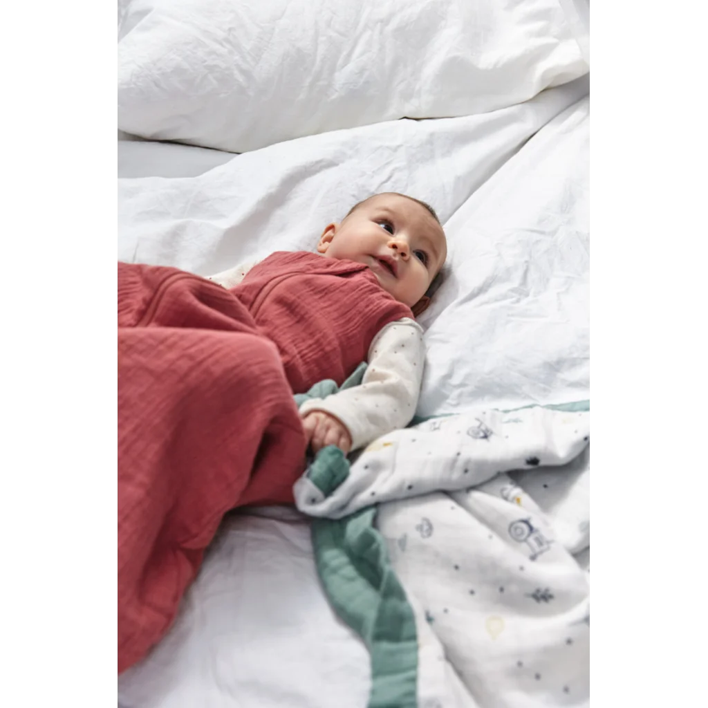 Bio Musselin Baby-Schlafsack in Rost Rot von Lässig Größe 50+56