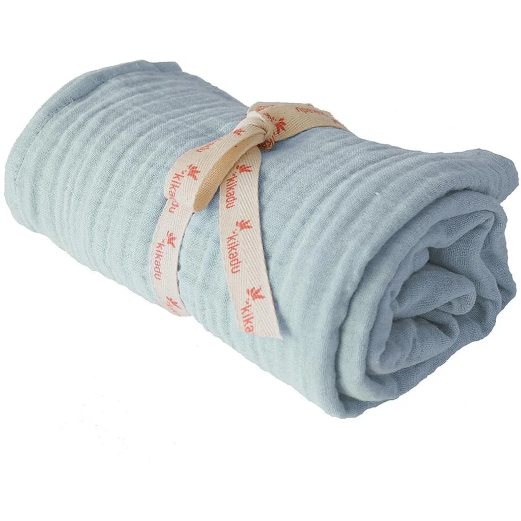 Bio Musselin Baby-Tuch in Mint Blau von kikadu Größe 110x110 cm