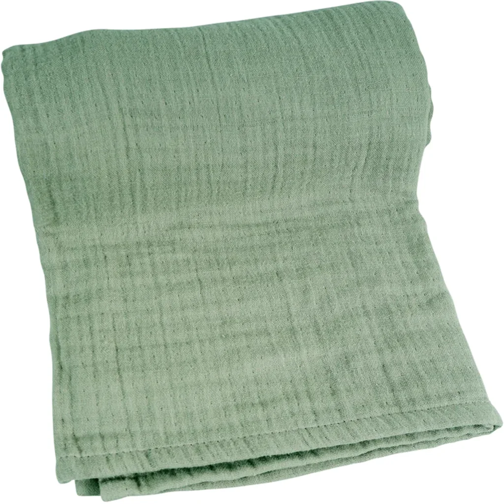 Bio Musselin Baby-Tuch in Olive Grün von kikadu Größe 110x110 cm