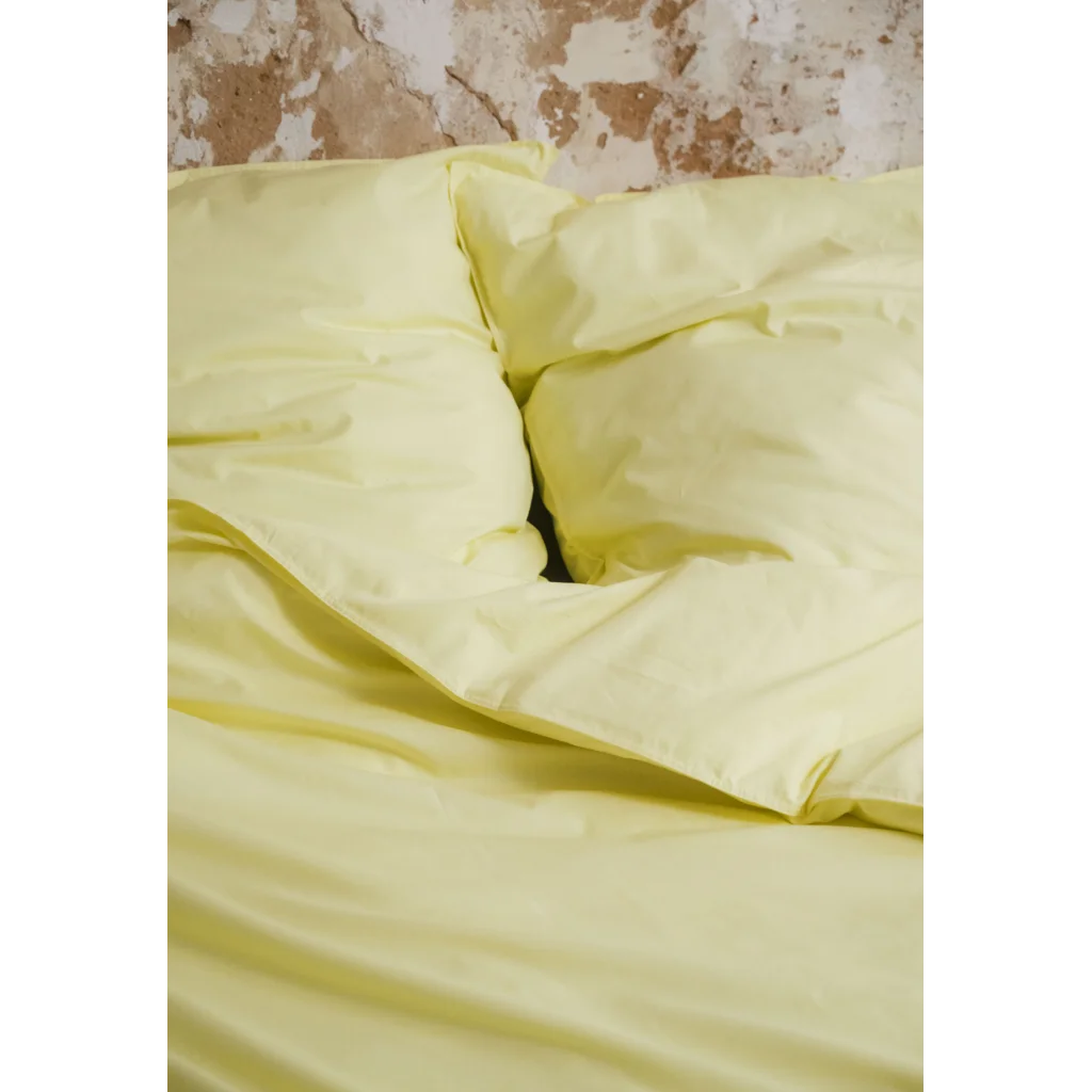 Bio Perkal Bettwäsche Garnitur 3-teilig in Hellgelb Gelb von MELA home Größe 240x220 + 2x 80x80 cm