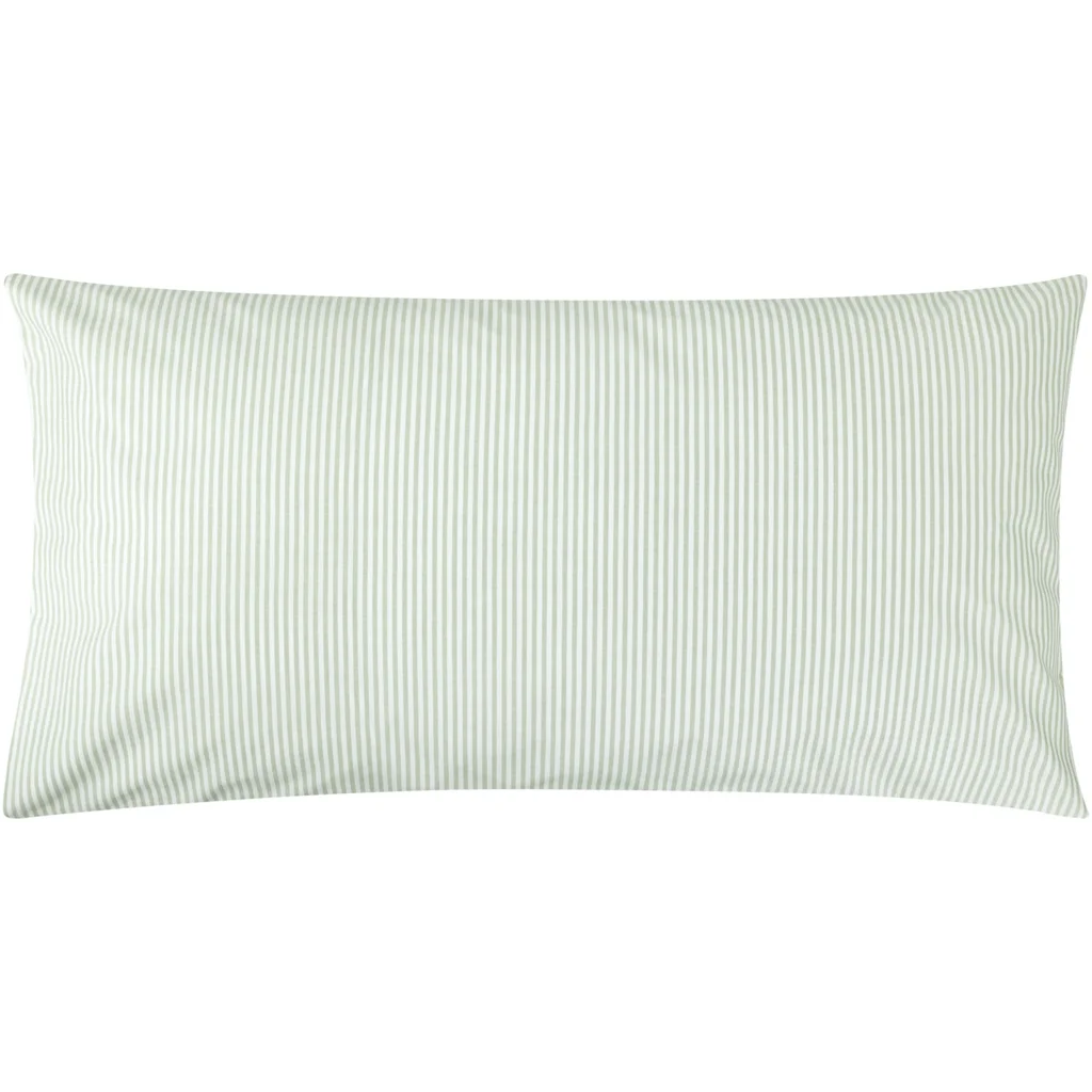 Bio Perkal Bettwäsche Streifen Kissenbezug in Salbei+Weiß Grün+Weiß Muster Streifen von MELA home Größe 40x80 cm
