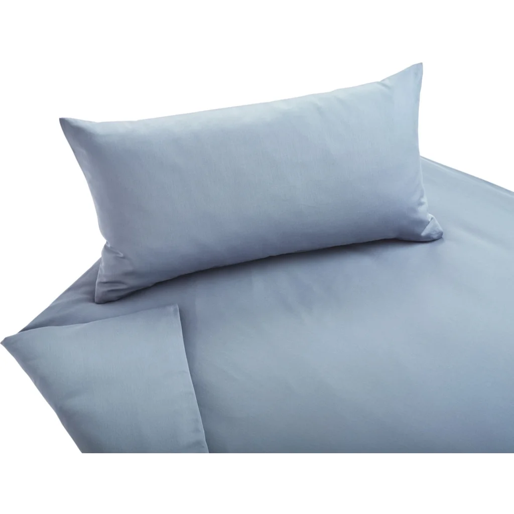 Bio Satin Bettwäsche Classic Garnitur 3-teilig in Perlblau Blau von Cotonea Größe 200x200 + 2x 80x80 cm
