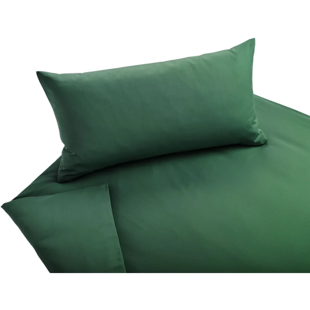 Bio Satin Bettwäsche Classic Garnitur 3-teilig in Smaragd Grün von Cotonea Größe 200x200 + 2x 40x80 cm