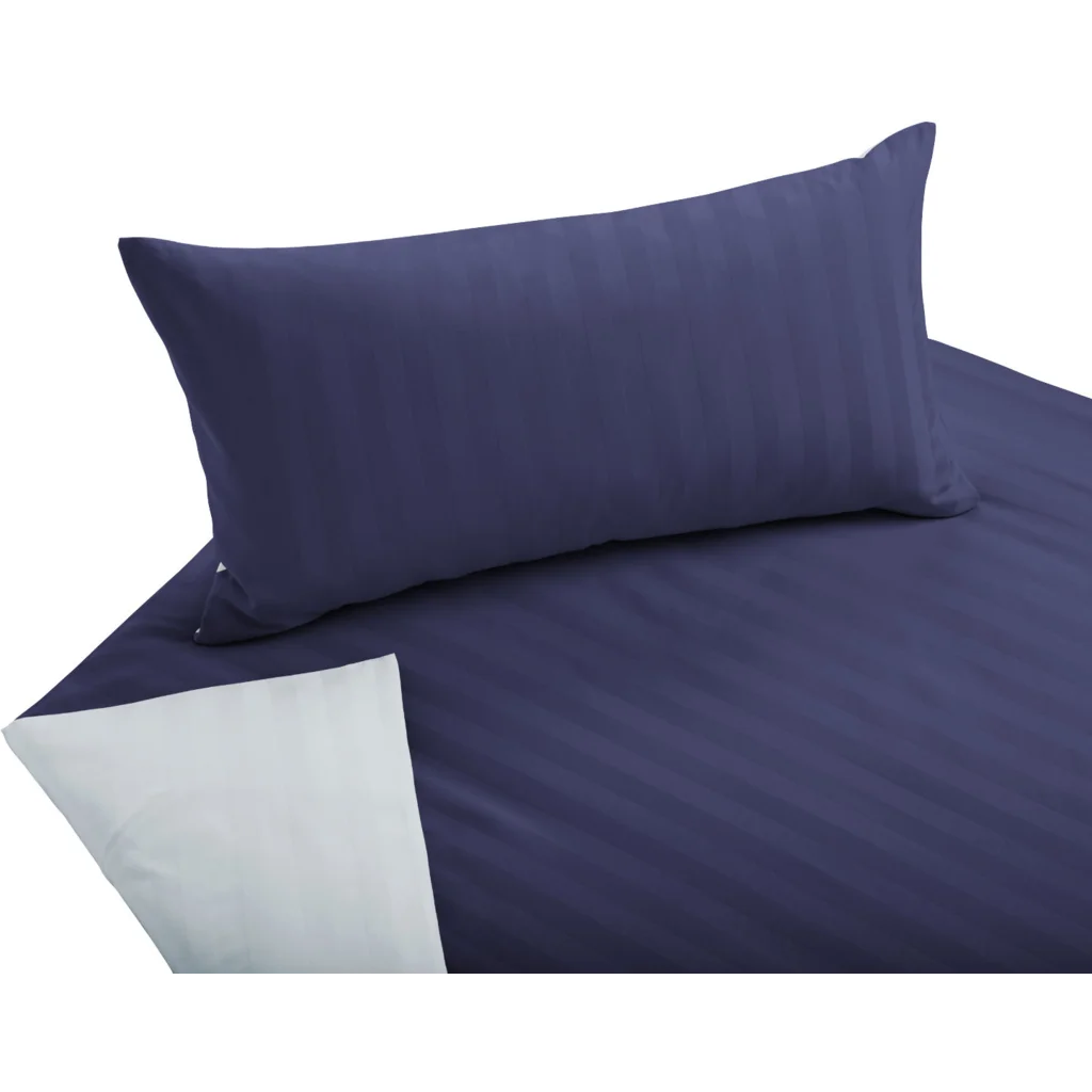 Bio Satin Wendebettwäsche Linea Garnitur 3-teilig in Dunkelblau+Hellblau Blau von Cotonea Größe 200x200 + 2x 80x80 cm