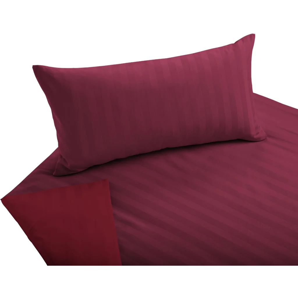 Bio Satin Wendebettwäsche Linea Garnitur 3-teilig in Granat+Rot Rot von Cotonea Größe 200x220 + 2x 80x80 cm