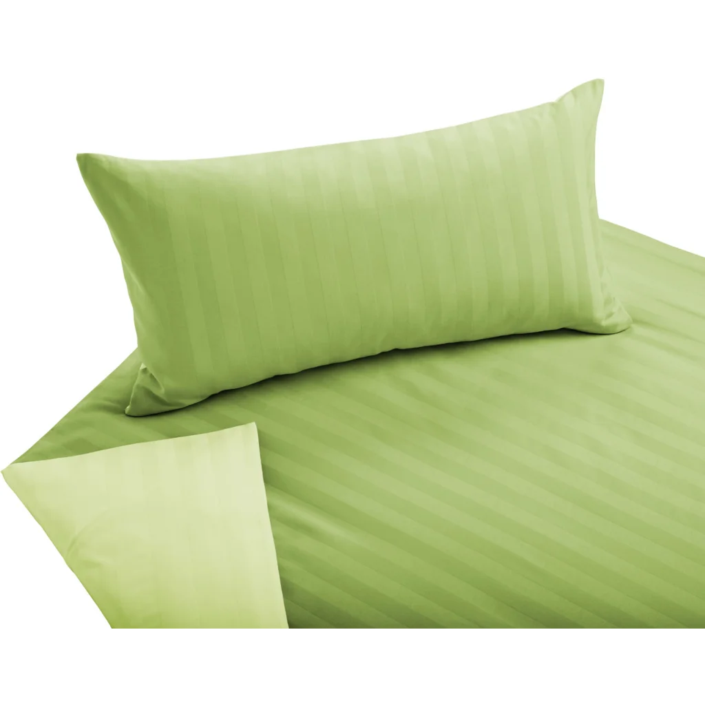 Bio Satin Wendebettwäsche Linea Garnitur 3-teilig in Grün+Hellgrün Grün von Cotonea Größe 200x200 + 2x 40x80 cm