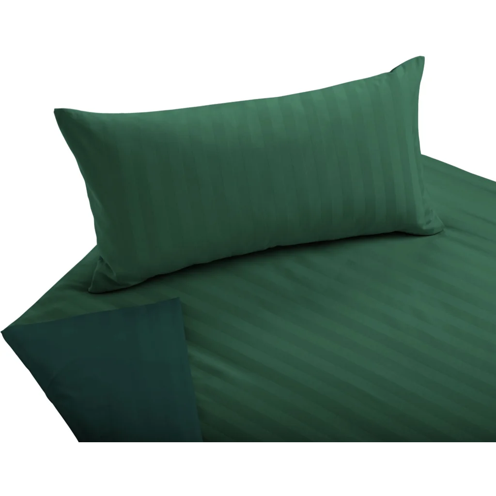 Bio Satin Wendebettwäsche Linea Garnitur 3-teilig in Smaragd+Pinie Grün von Cotonea Größe 200x220 + 2x 80x80 cm
