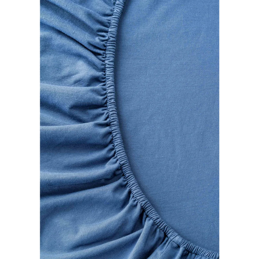 Bio Single-Jersey Spannbettlaken für Boxspringbetten in Übergröße in Blau von MELA home Größe 140-160 x 200 cm