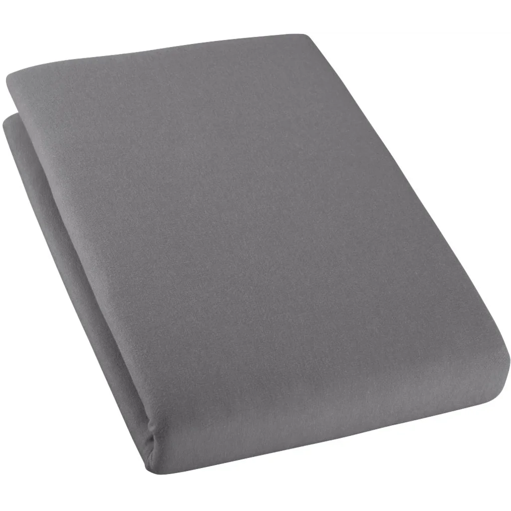 Bio Single-Jersey Spannbettlaken für Matratzen in Standardgröße - Einzelbett in Platin Grau von Cotonea Größe 120-130 x 200 cm