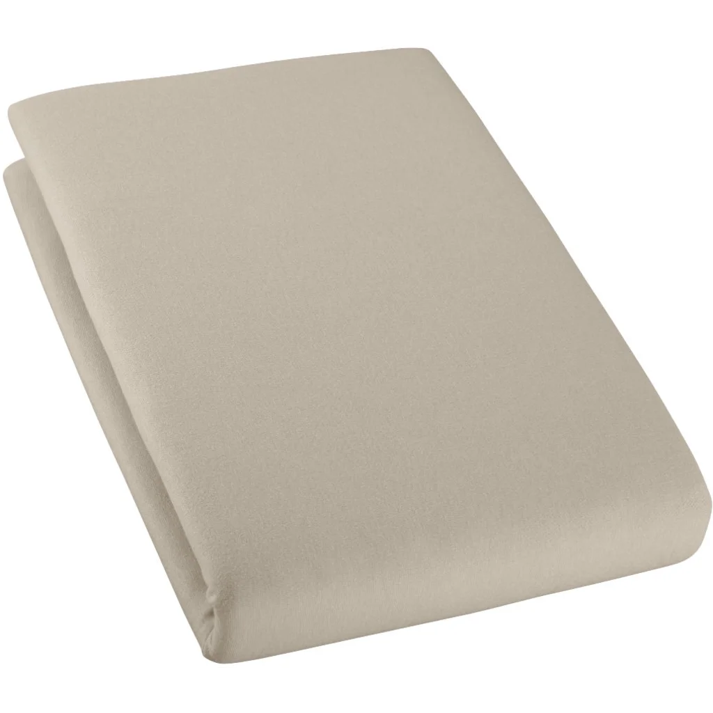 Bio Single-Jersey Spannbettlaken für Matratzen in Standardgröße - Einzelbett in Sand Beige von Cotonea Größe 70-80 x 190-200 cm
