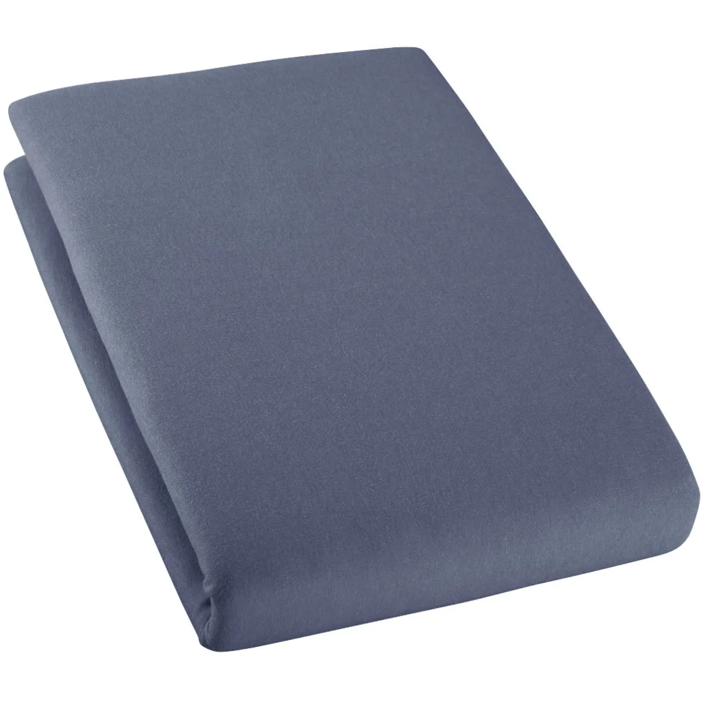 Bio Single-Jersey Spannbettlaken für Matratzen in Standardgröße - Einzelbett in Steinblau Blau von Cotonea Größe 90-100 x 190-200 cm