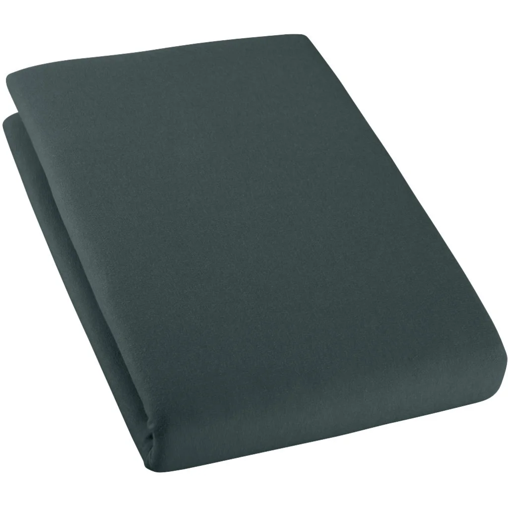 Bio Single-Jersey Spannbettlaken für Matratzen in Standardgröße - Einzelbett in Tinte Grün von Cotonea Größe 90-100 x 190-200 cm