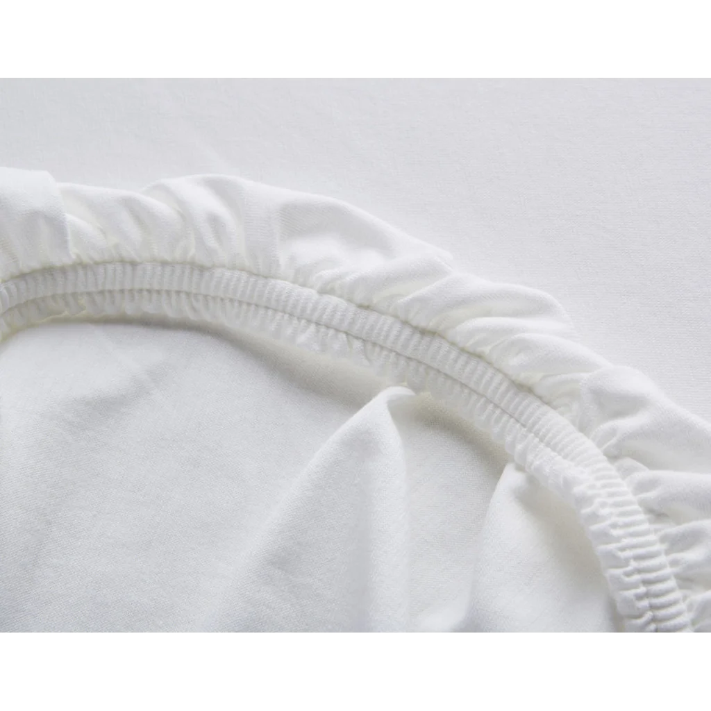 Bio Single-Jersey Spannbettlaken für Matratzen in Standardgröße - Einzelbett in Weiß von Cotonea Größe 120-130 x 200 cm