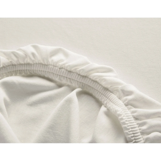 Bio Single-Jersey Spannbettlaken für Matratzen in Standardgröße und Überlänge - Einzelbett in Creme von Cotonea Größe 90-100 x 220 cm