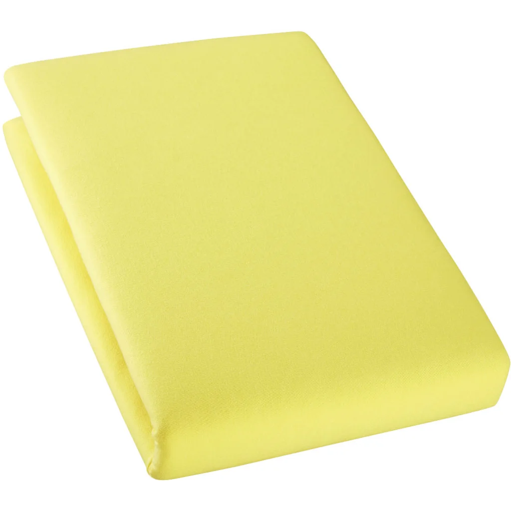 Bio Single-Jersey Spannbettlaken für Matratzen in Standardgröße und Überlänge - Einzelbett in Gelb von Cotonea Größe 90-100 x 220 cm