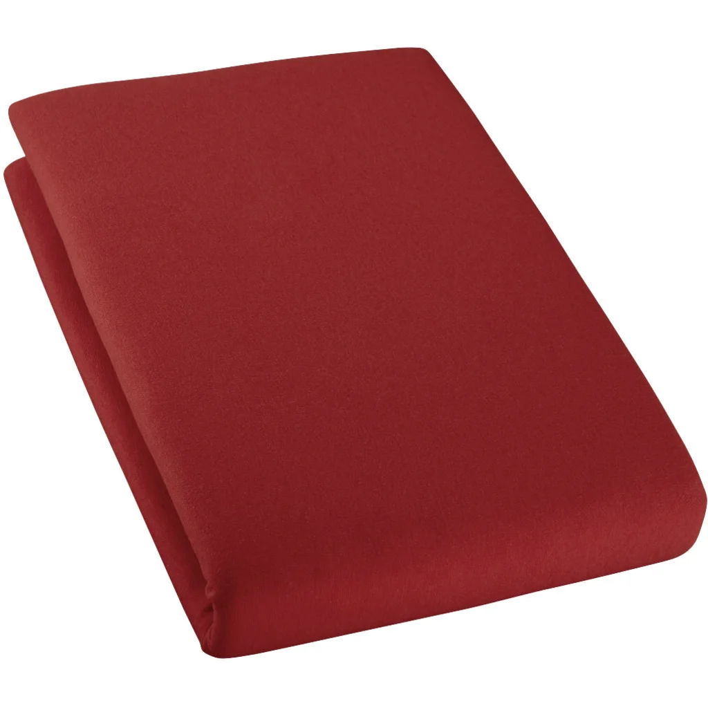 Bio Single-Jersey Spannbettlaken für Matratzen in Standardgröße und Überlänge - Einzelbett in Rotwein Rot von Cotonea Größe 90-100 x 220 cm