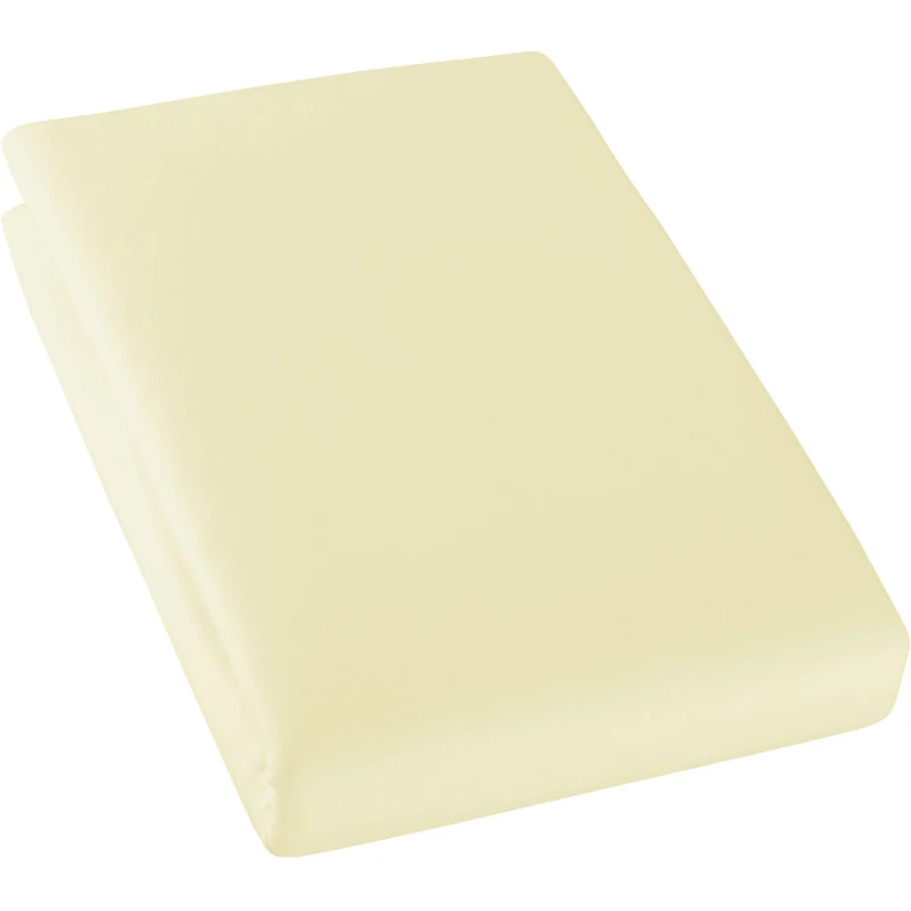 Bio Single-Jersey Spannbettlaken für Matratzen in Standardgröße und Überlänge - Einzelbett in Vanille Gelb von Cotonea Größe 90-100 x 220 cm
