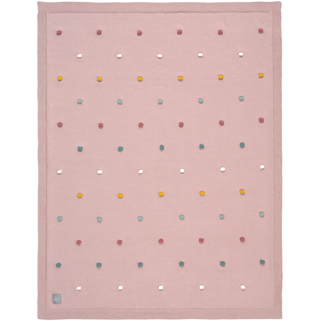 Bio Strick Baby-Decke Punkte in Rosa Muster Punkte von Lässig Größe 80x100 cm