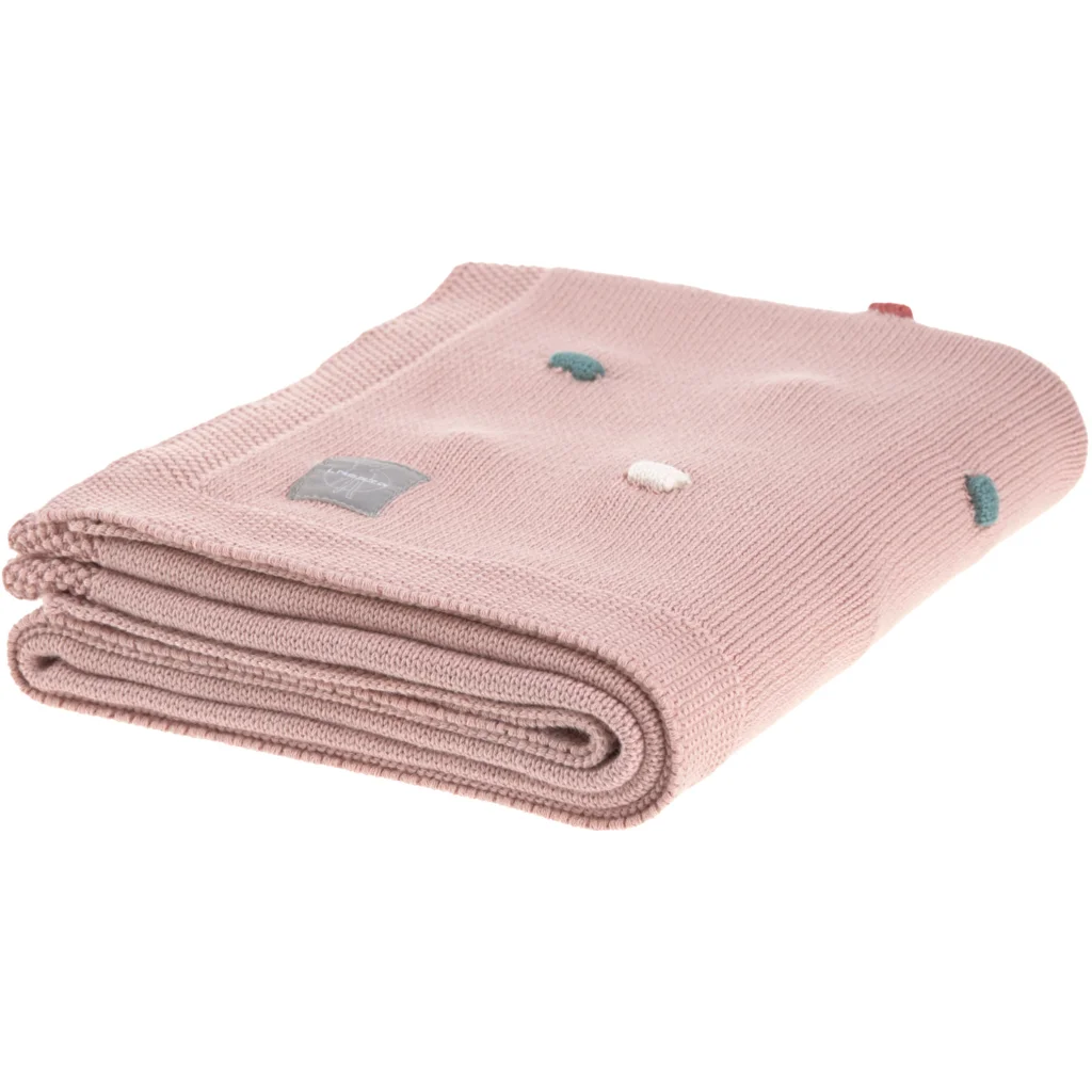Bio Strick Baby-Decke Punkte in Rosa Muster Punkte von Lässig Größe 80x100 cm
