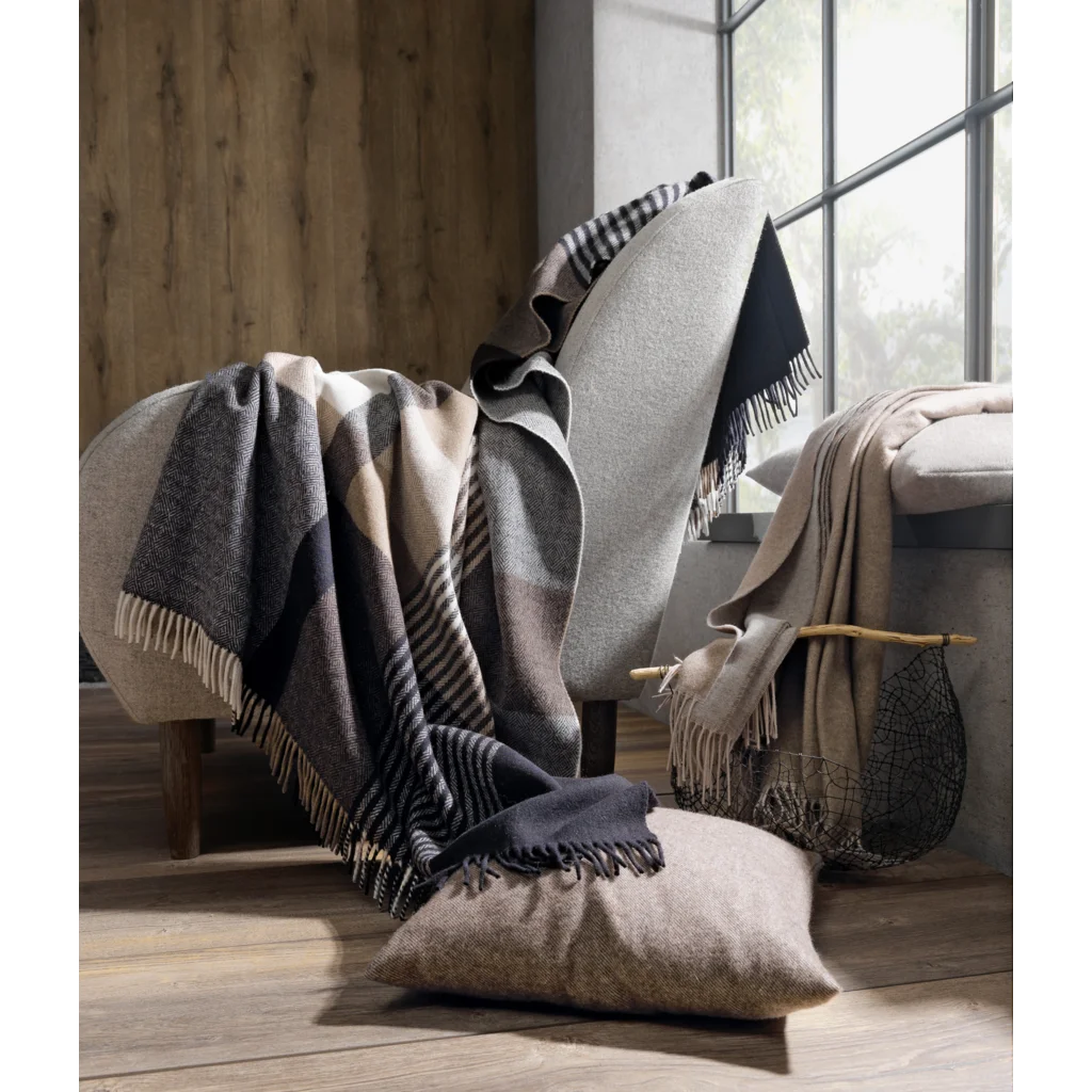 Decke mit Karo-Muster HARRIS in Creme+Schwarz Muster Karo von Eagle Products Größe 150x215 cm