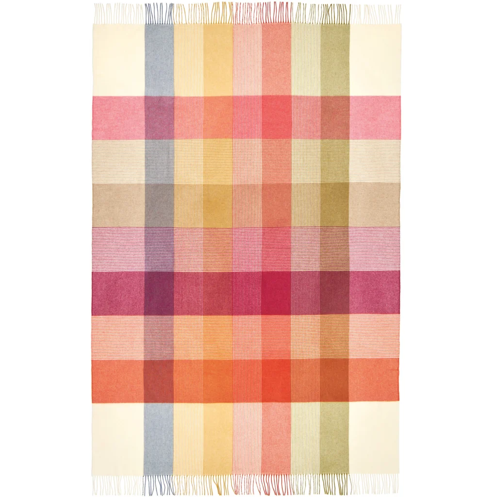 Decke mit Karo-Muster NIZZA in Creme+Beere Muster Karo von Eagle Products Größe 130x200 cm