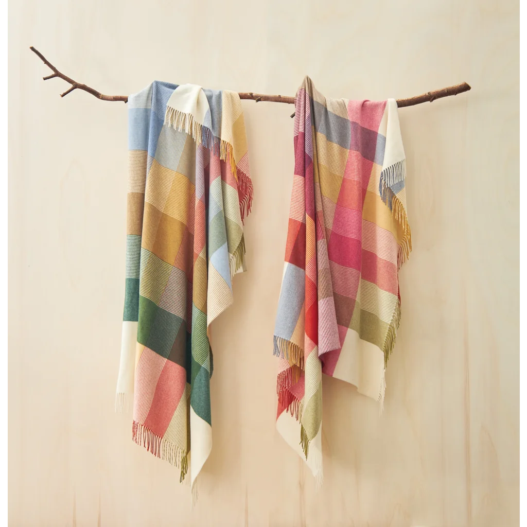 Decke mit Karo-Muster NIZZA in Creme+Grün Muster Karo von Eagle Products Größe 130x200 cm