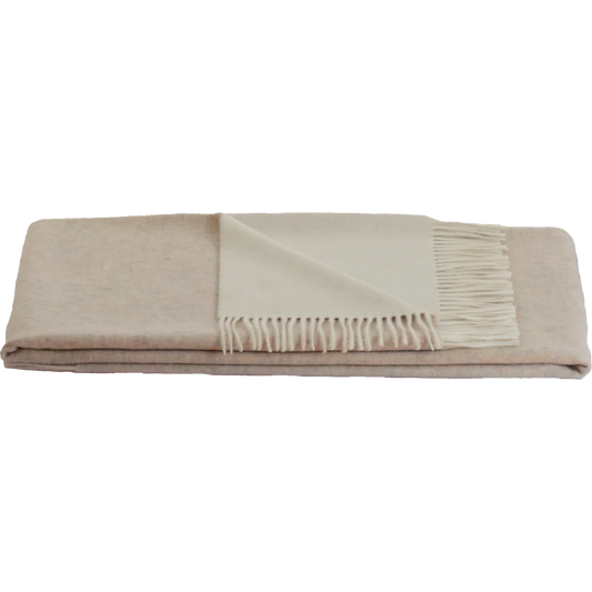 Doubleface Decke ROM in Creme+Beige von Steinbeck Größe 130x190 cm (inkl. Fransen)