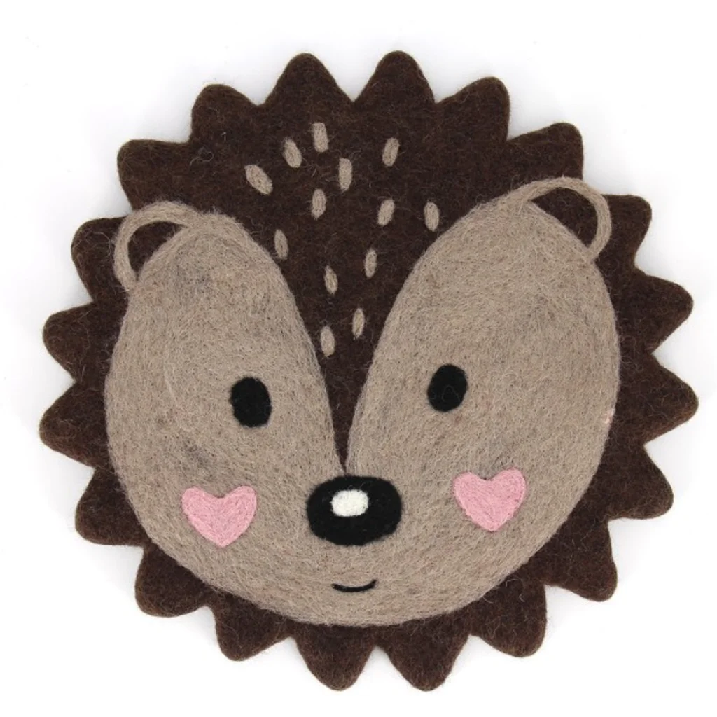 Filz Kinder-Sitzkissen Igel in Dunkelbraun+Hellbraun Braun+Braun Muster Igel von GLOBO Größe Ø 28 cm