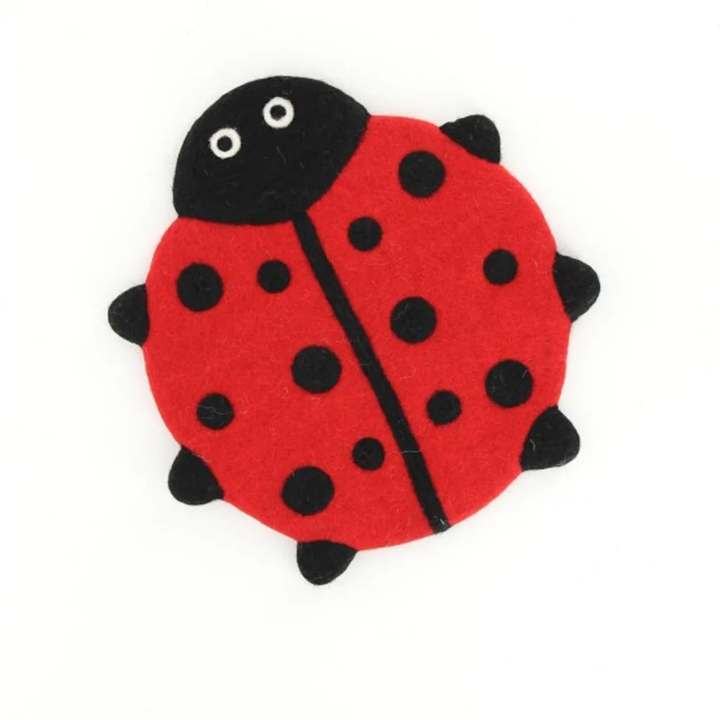 Filz Kinder-Sitzkissen Marienkäfer in Rot+Schwarz Muster Marienkäfer von GLOBO Größe Ø 28 cm