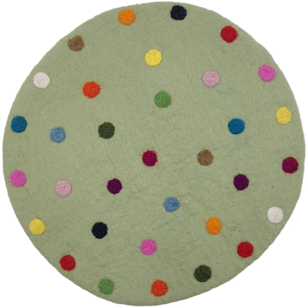 Filz Sitzkissen rund Dots in Hellgrün Grün Muster Dots von Frida Feeling Größe Ø 35 cm