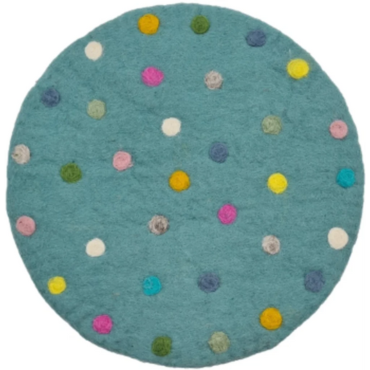 Filz Sitzkissen rund Dots Pastell in Mint Blau Muster Dots von Frida Feeling Größe Ø 35 cm