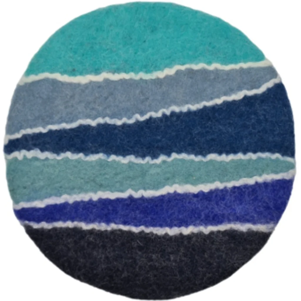 Filz Sitzkissen rund Zickzack in Türkis+Blau+Mint+Anthrazit Blau+Blau+Blau+Grau Muster Zickzack von Frida Feeling Größe Ø 35 cm