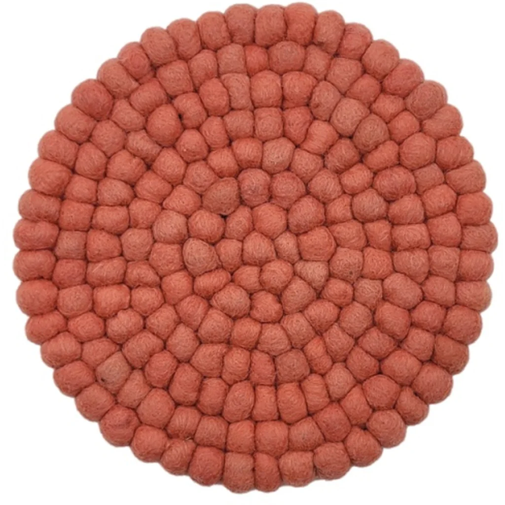 Filz Untersetzer rund mit kleinen Kugeln in Koralle Orange von Frida Feeling Größe Ø 21 cm
